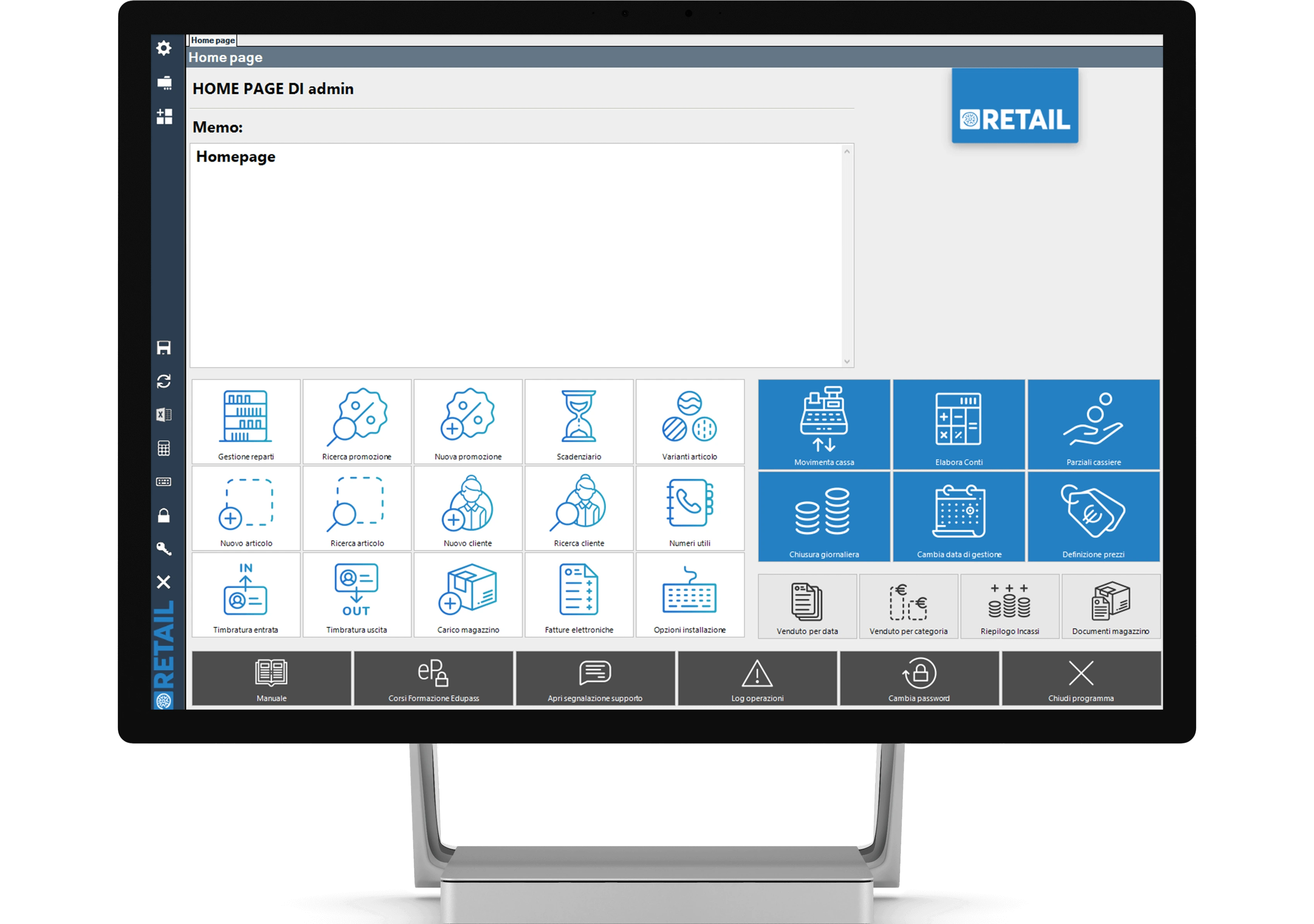 Interfaccia del software gestionale Retail Passepartout